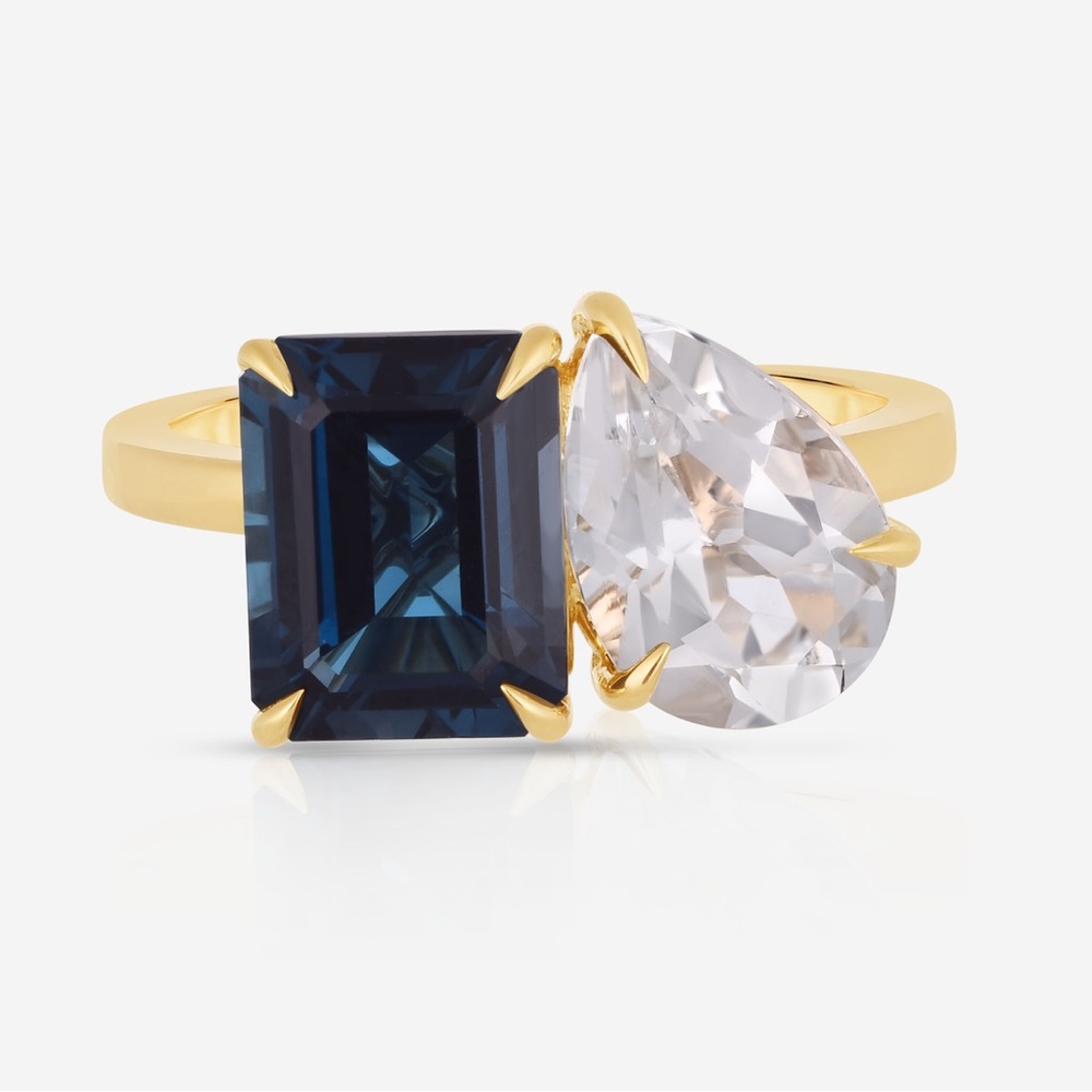 Ring Concierge - Toi et Moi Gemstone Ring in London Blue Topaz and White Topaz